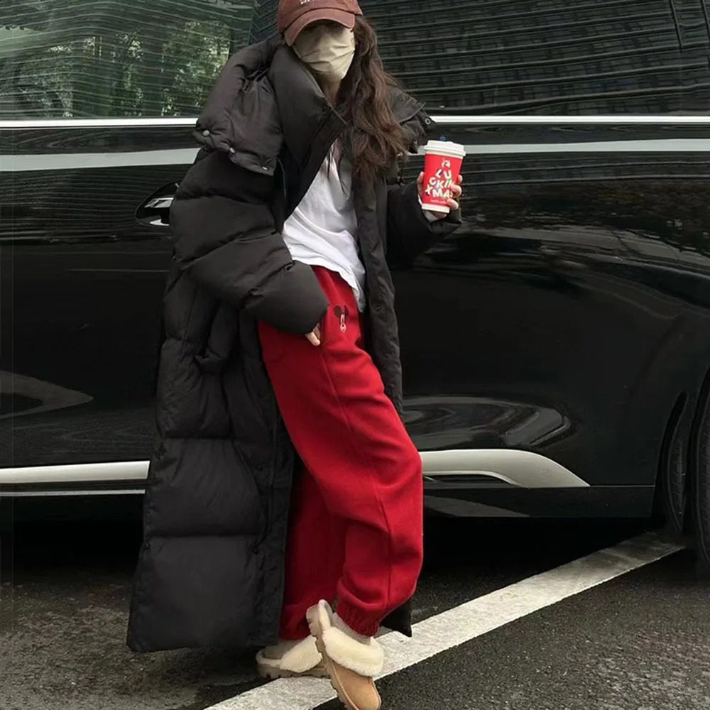 Winter Down Jacket Womens Long Padded Jackets White Duck Feather Oversized Coat Korean Hooded Lightweight Puffer for Female 241213