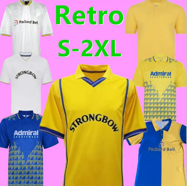 Retro HASSELBAINK LEEDS Soccer Jerseys MILNER VIDUKA Keane Milner Brolin Molenaar Fowler Batty Smith 1972 78 89 91 95 96 97 98 99 00 Uniforms Men Football Shirt