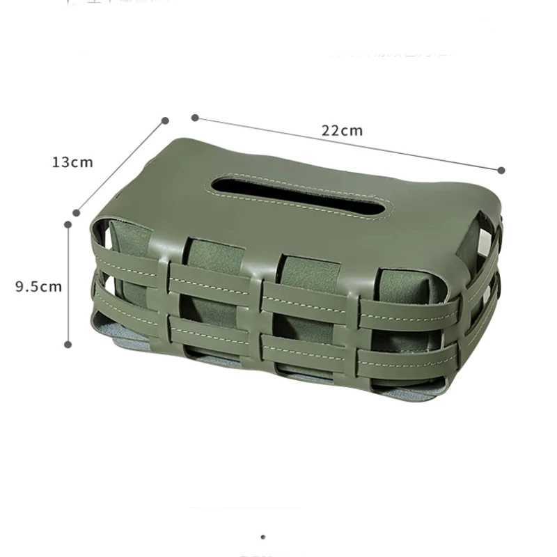 Nordic Luxury Leather Paper Holder Double Plaid Woven Tissue Box Luxury Desktop Napkin Organizer This Creative Handkerchief Y241218