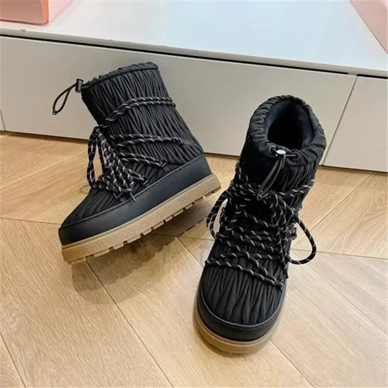 2025 autumn and winter thick snow boots womens casual fashion short tube strap thickened warm non-slip cotton boots 241218