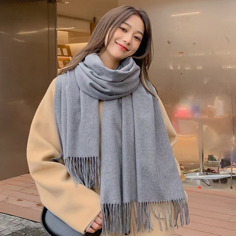 T001 wool cashmere scarf women winter solid color 2024 new shawl scarf autumn and winter sheep