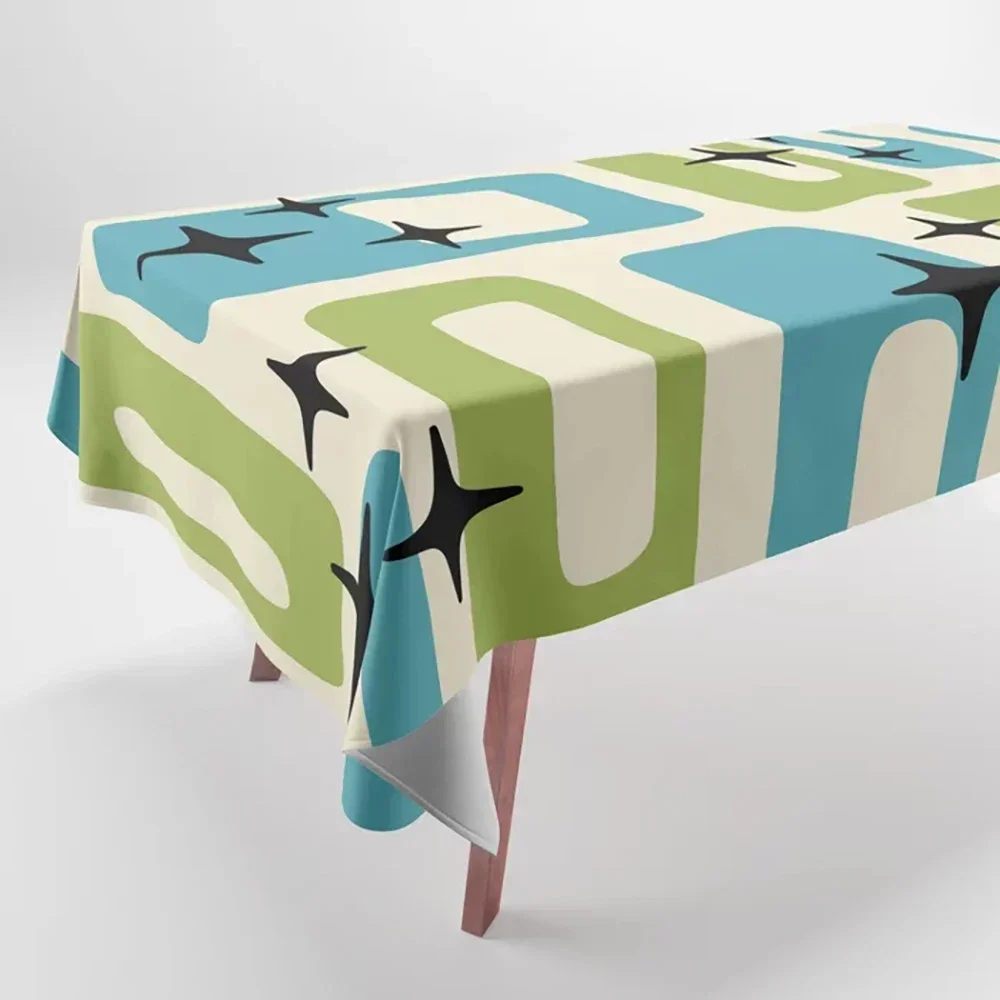 Geometric Pattern Colorful Printed Tablecloth Home Decor Rectangular Party Stain Resistant Dust Cloth OMW1