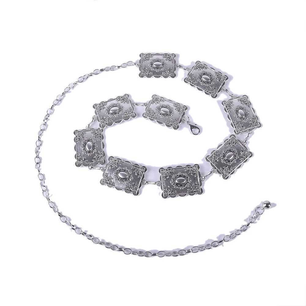 New womens belt with fashionable retro style metal border decoration waist chain accessories W241218