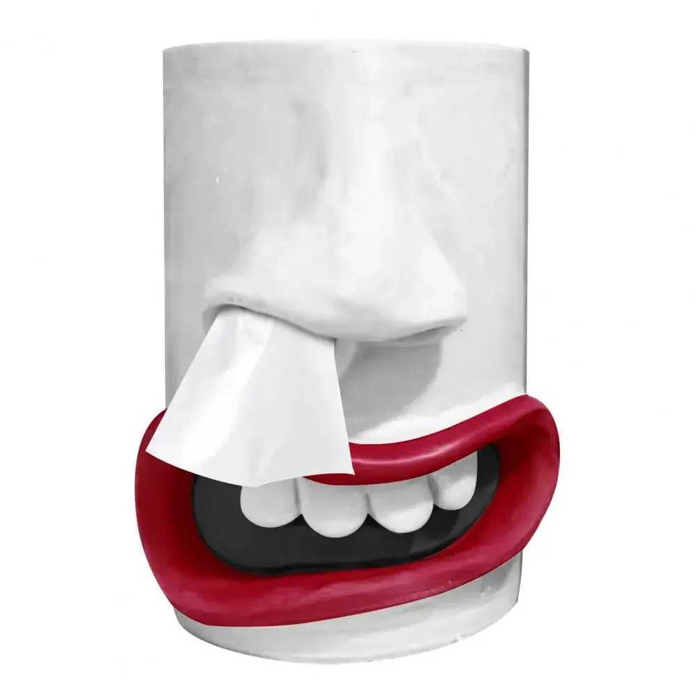 Handmade Funny Face Tissue Holder Bedro Nose Facial Tissue Organizer Funny Nose Drawing Tissue Box Decoration Y241218