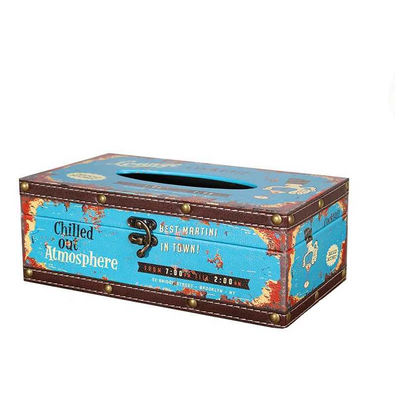 Nordic retro tissue box leather waterproof wooden tissue box creative desktop organizer handmade gift box Y241218