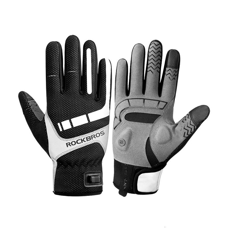 ROCKBROS Warm Bicycle Women Mens Gloves Winter SBR Touch Screen USB Heated Gloves Windproof Plam Breathable Motor E-bike Gloves 241218