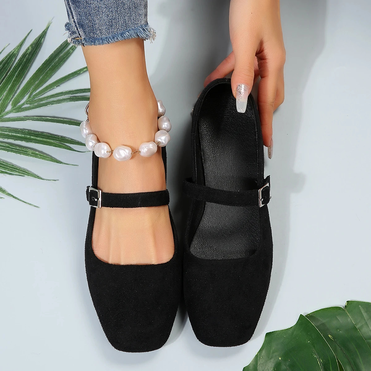 Mary Jane Ballet Flats Women Black Shoes Ladies Comfortable Soft Square Toe Flat Shoes for Women Sapatos Femininos 241218