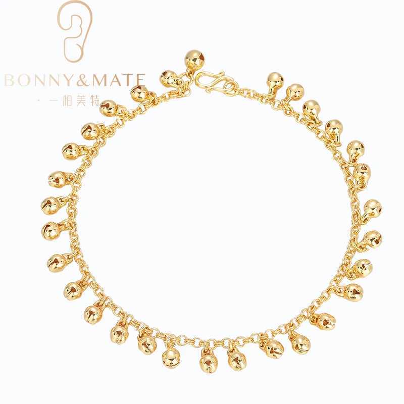 Temperament Luxury Fashion Jewelry 24k Gold Plated Anklet for Women Cute Bell Pendant Womens Anniversary Gift W241217