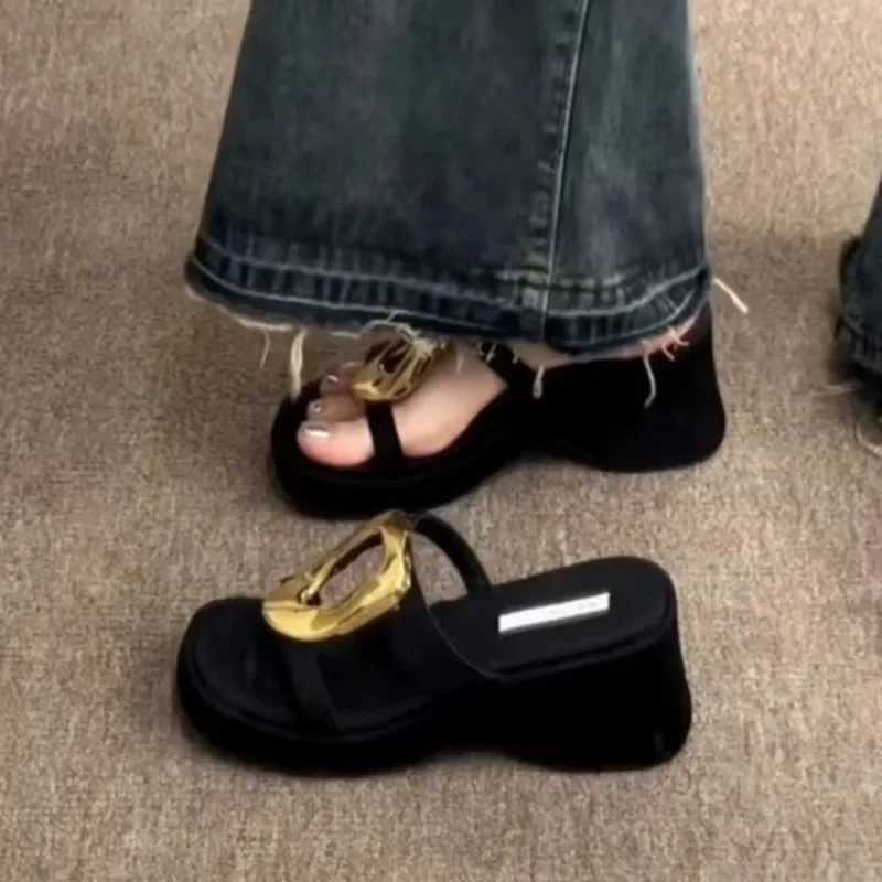 Womens High Heels Sandals Thick Bottom Casual Shoes Ladies Summer Wedges Slippers Woman Shoes for Women Platform ShoesC241218