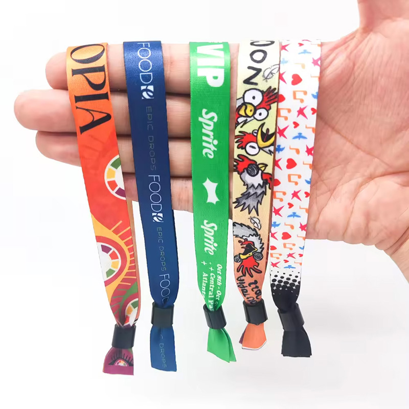 100pcs Customised festival event ribbon fabric wristbands,Custom logo for wrist Straps holographic vip ticket,bracelet with Logo Custom For party,musi