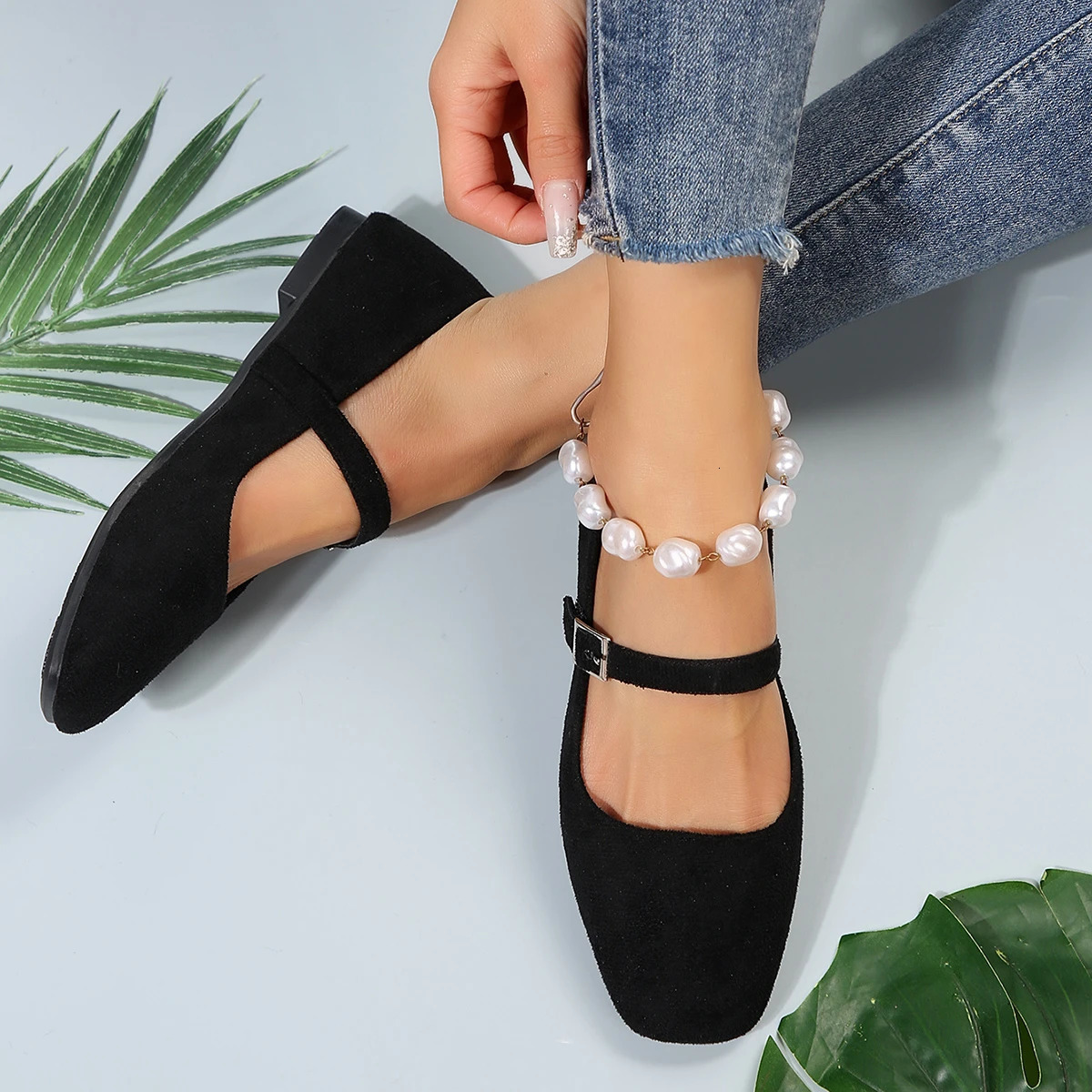 Mary Jane Ballet Flats Women Black Shoes Ladies Comfortable Soft Square Toe Flat Shoes for Women Sapatos Femininos 241218
