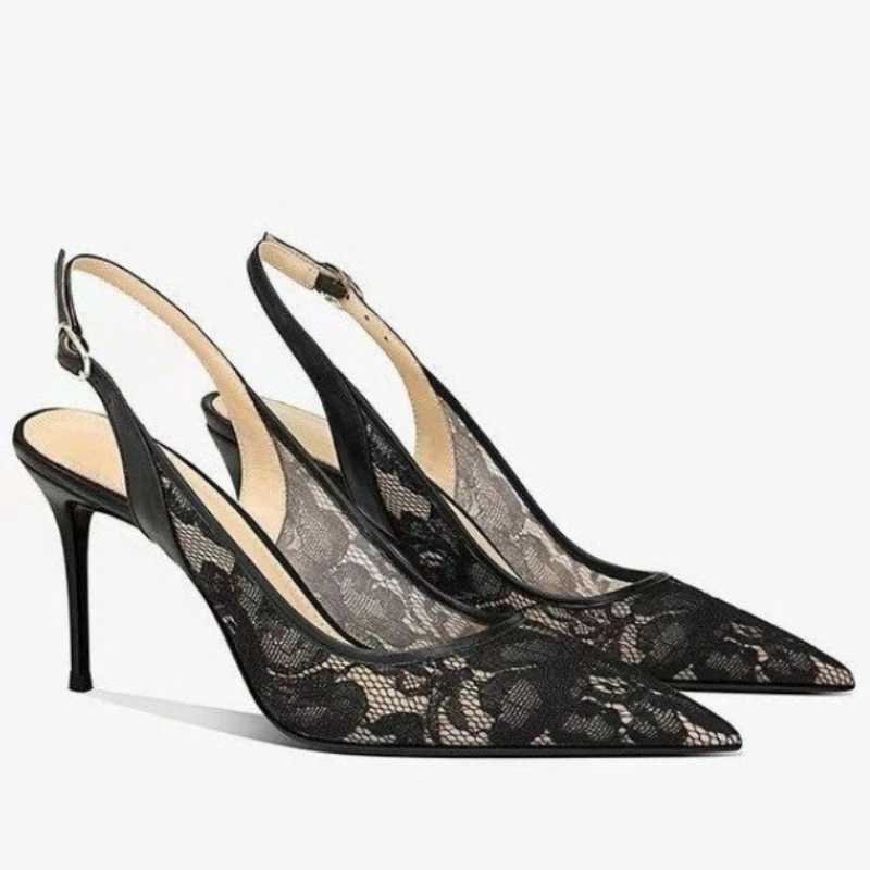 2024 Summer Slip on Elegant Women Pointed Mesh Breathable Fashion Designers High Heel Trend Shoes for WomenC241218