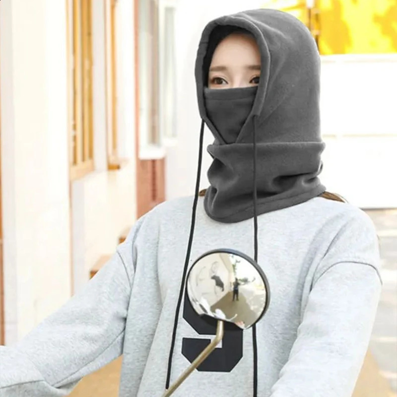 Winter Thermal Neck Warmer Outdoor Fleece Balaclava Scarf Skiing Face Mask Snood Hood Hat Windproof Keep Warm Cycling Cap 241217