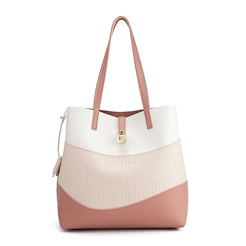 Women's Bags Versatile Trend Tote Leather Solid Color Splicing Large Capacity Crossbody Simple Fresh Style Commuting Shoulder Bag