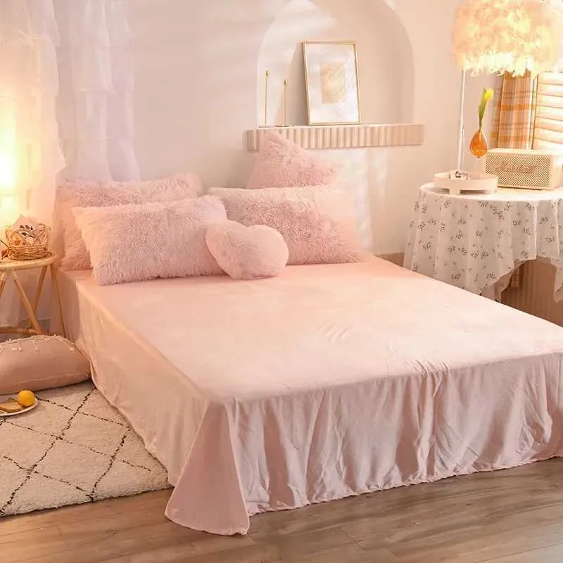 Home Textile Winter Thicken Mink Veet Bedding Set 4pcs Plush Duvet Cover Bed Sheet Bedspread Warm Soft Comforter Quilt CoverXJ241015