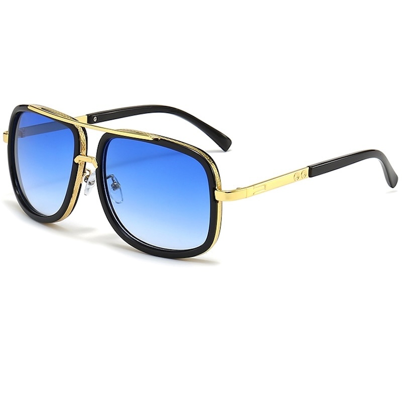 Oversized Square Sunglasses Men Mach One Luxury Brand Women Sun Glasses Male Retro Vintage Steampunk Metal Classic Flat Top Mirror Gold JH04 IVISTA