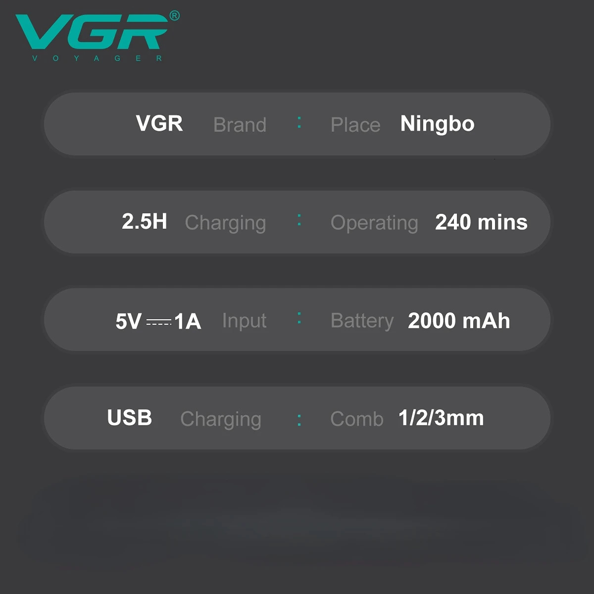 VGR Hair Clipper Professional Hair Trimmer Rechargeable Haircut Machine Cordless Hair Clipper LED Display Trimmer for Men V-906 241218