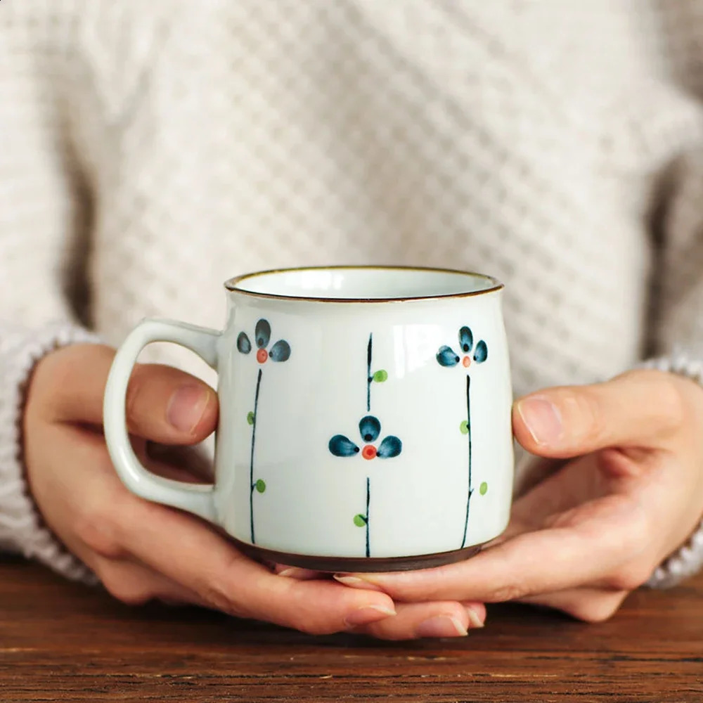 Hand-painted Ceramic Tea Mugs Unique Japanese Antiquity Style Sake Coffee Cups 8.5oz Mini Breakfast Mug Special Gift for Friend 241217