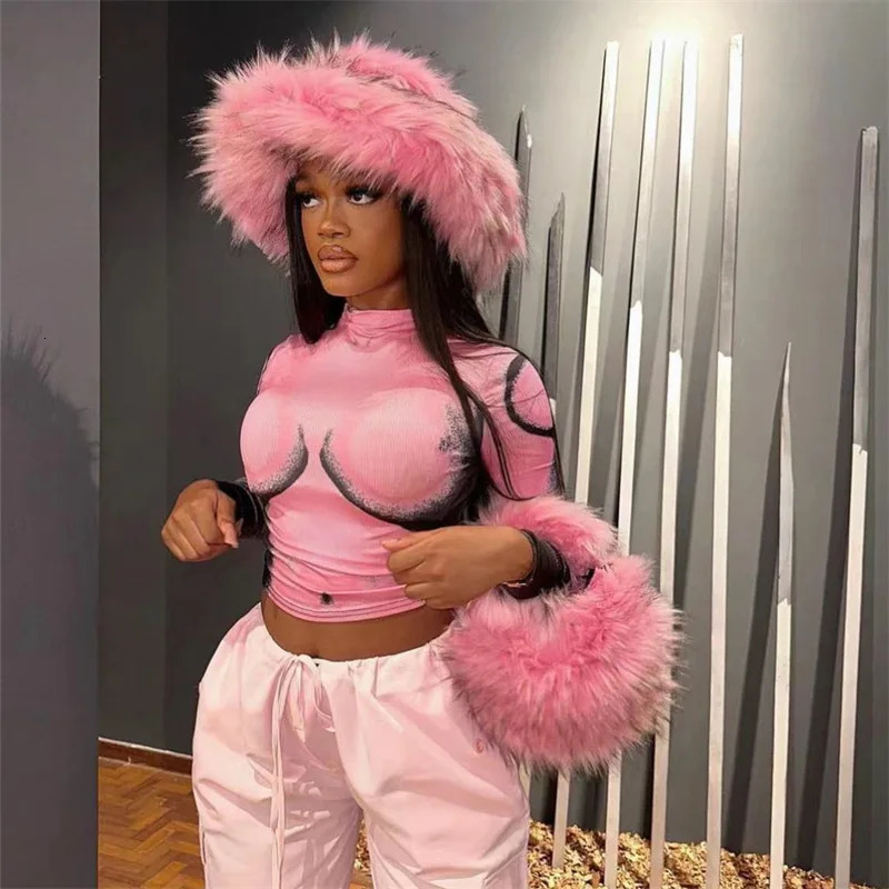 fur hat fluffy oversized Y2K bucket hat womens winter warm thickened raccoon fur hat bucket hat gorros invierno mujer 241218