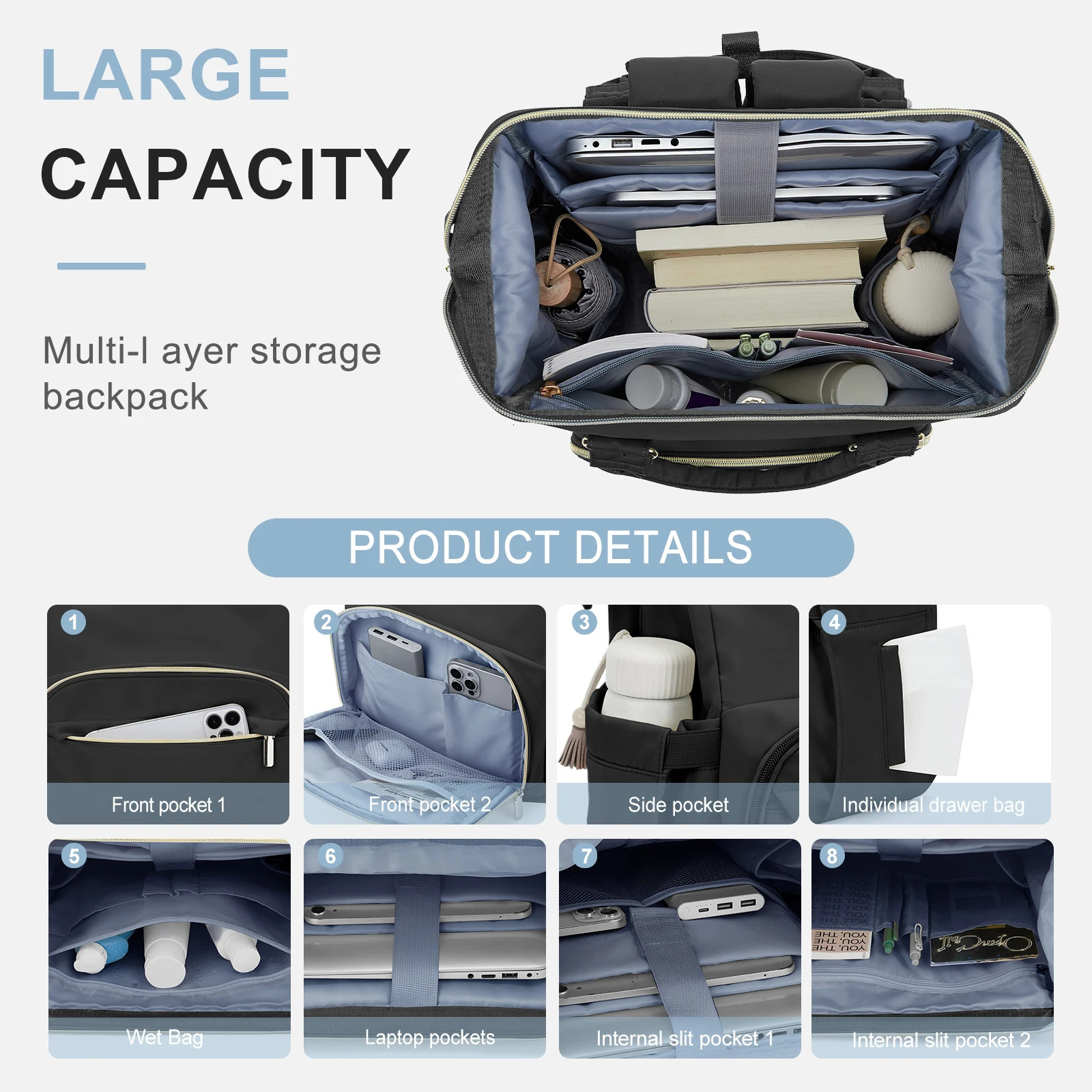 Laptop Backpack for Women Water Resistant Travel Work Backpacks Purse Stylish Business Teacher Nurse Computer Bag with USB Port 241218