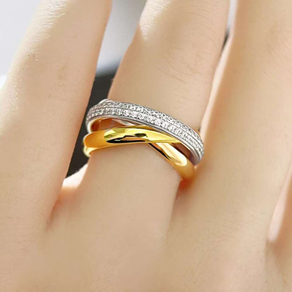 trinity ring Tricyclic crossover woman designer Couple Size 6 7 8 for man Gold plated dia T0P quality European size anniversary gift with box 006