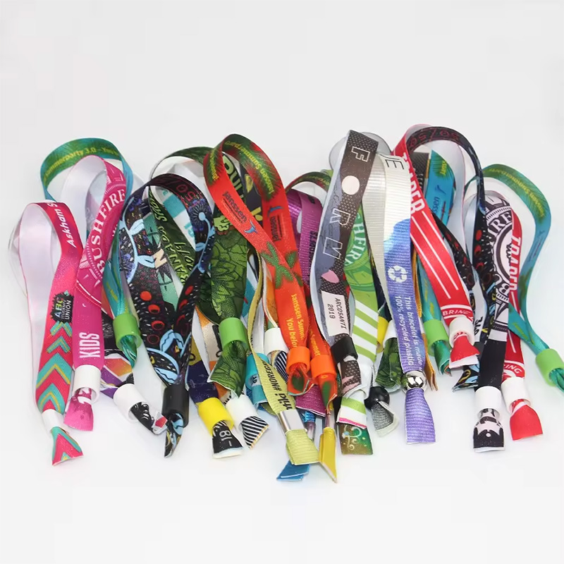 Customised festival event ribbon fabric wristbands,Custom logo for wrist Straps holographic vip ticket,bracelet with Logo Custom For party,music day,t