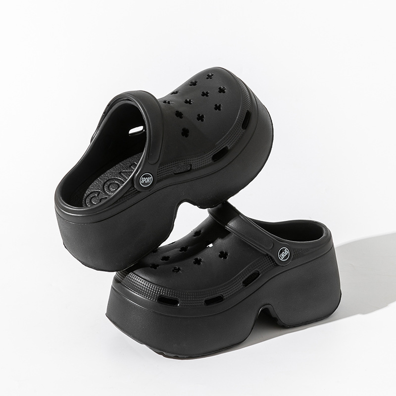 Women's Hole Shoes Thick Sole Slippers Indoor Anti Slip Thick High Heels Sandals Summer Slippers Outdoor Beach Sandals 2025