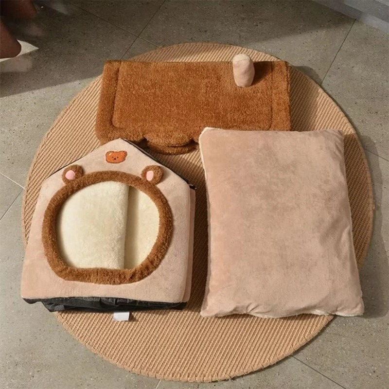 Removable Washable Cat House Foldable Pet House Puppy Cave Sofa Pet Bed House for Extra Small Dogs and Small and Medium Cats