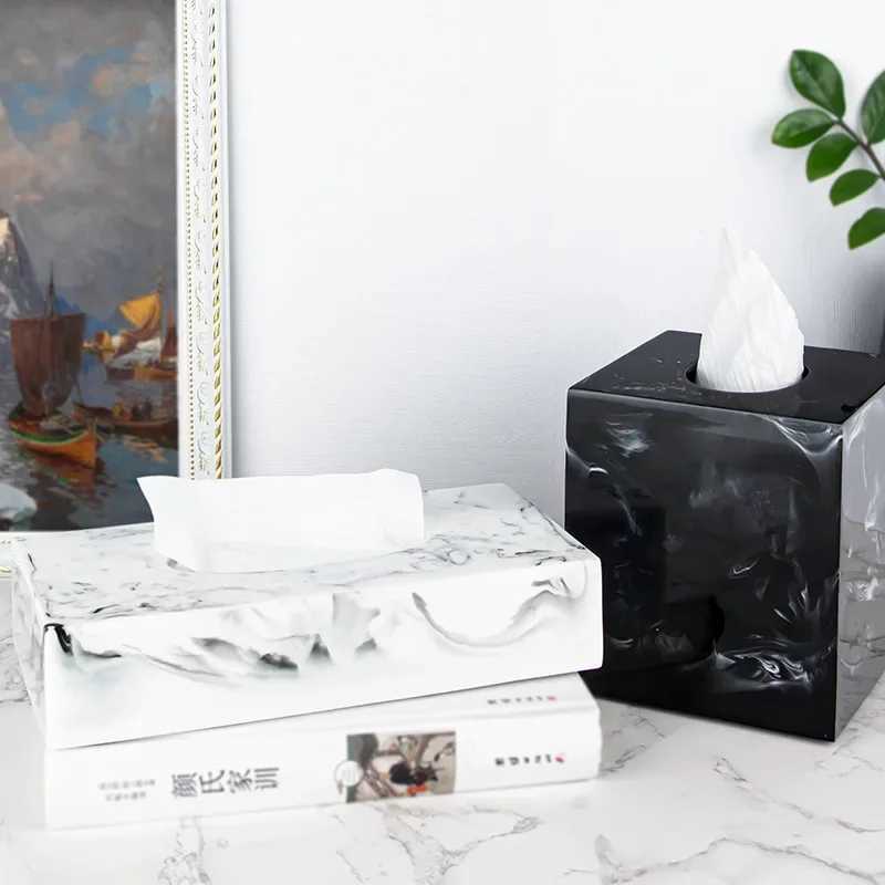 Texture resin tissue box creative decoration for his life Ro bathroom accessories supply dining table paper box Y241218