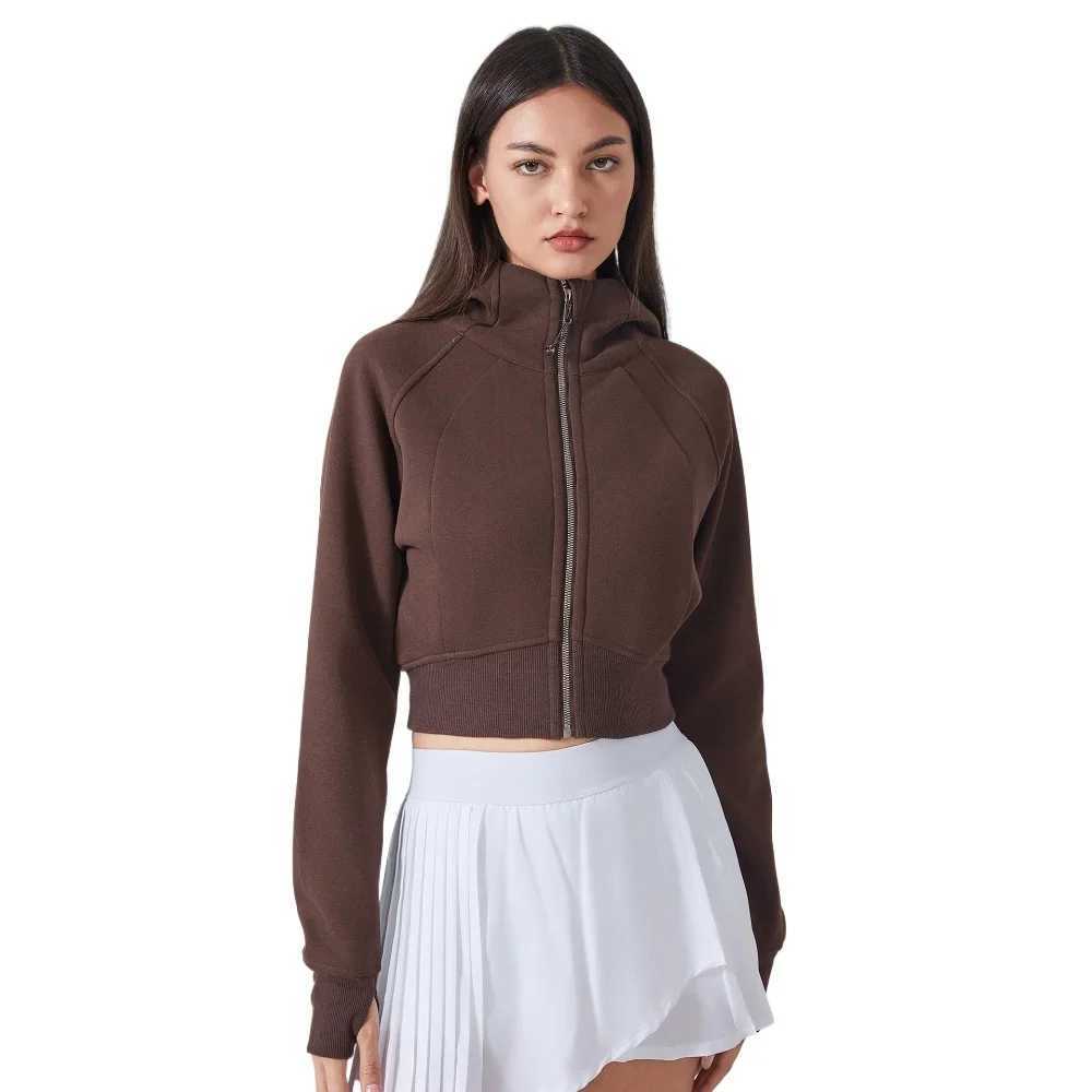 Women's Hoodies Sweatshirts Custom womens clothing 320G autumn and winter new zipper hoodie cotton polyester sweater casual short top jacket Y241