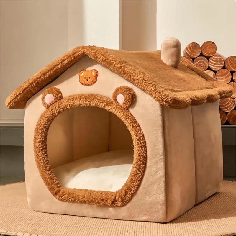 Removable Washable Cat House Foldable Pet House Puppy Cave Sofa Pet Bed House for Extra Small Dogs and Small and Medium Cats