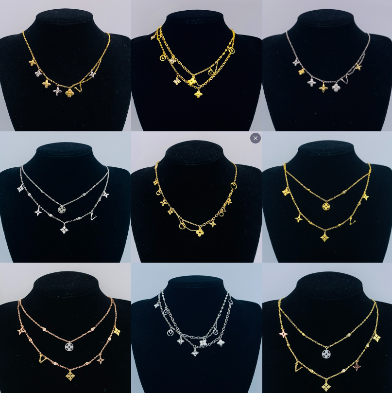 Designer Necklace Luxury Brand Crystal Clover Pendant Necklace Letter Charm Gold Silver Plated Chain Chokers For Women Men Bohemia Fashion Diamond Jewelry Gift