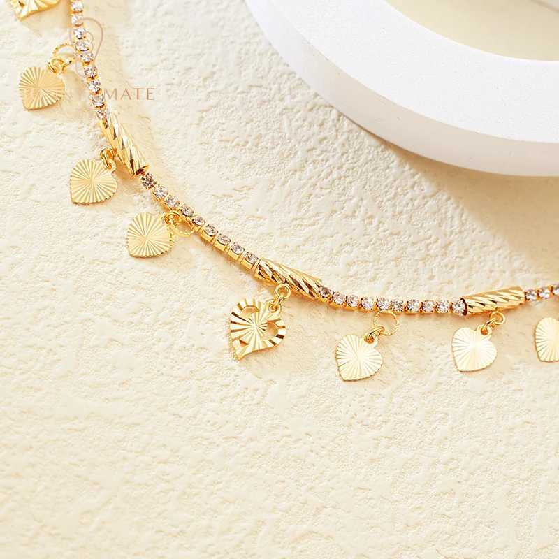 gold-plated womens with adjustable zirconia designer heart-shaped tennis chain beach pendant ankle bracelet fashion jewelry W241217