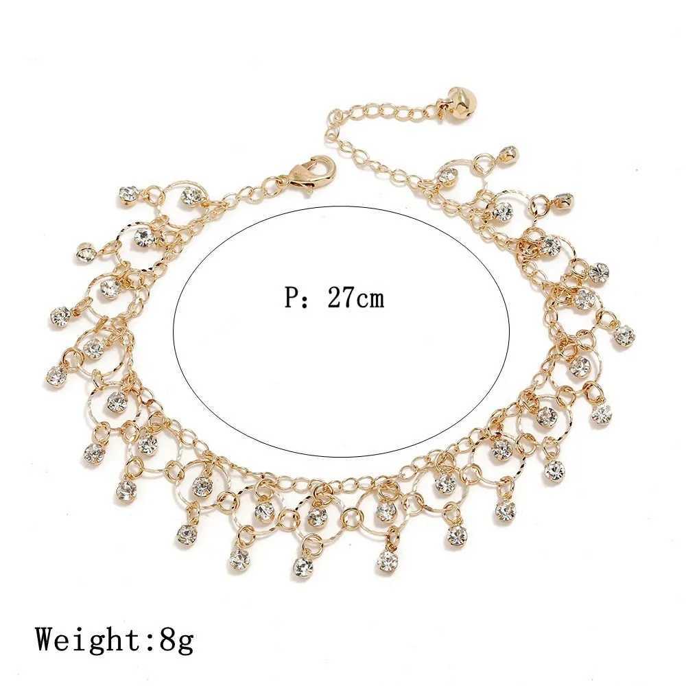 New Fashion Summer Beach Foot Chain Jewelry For Women Exquisite Gold Silver Color Shiny Rhinestones Ankle Bracelets Anklet W241217