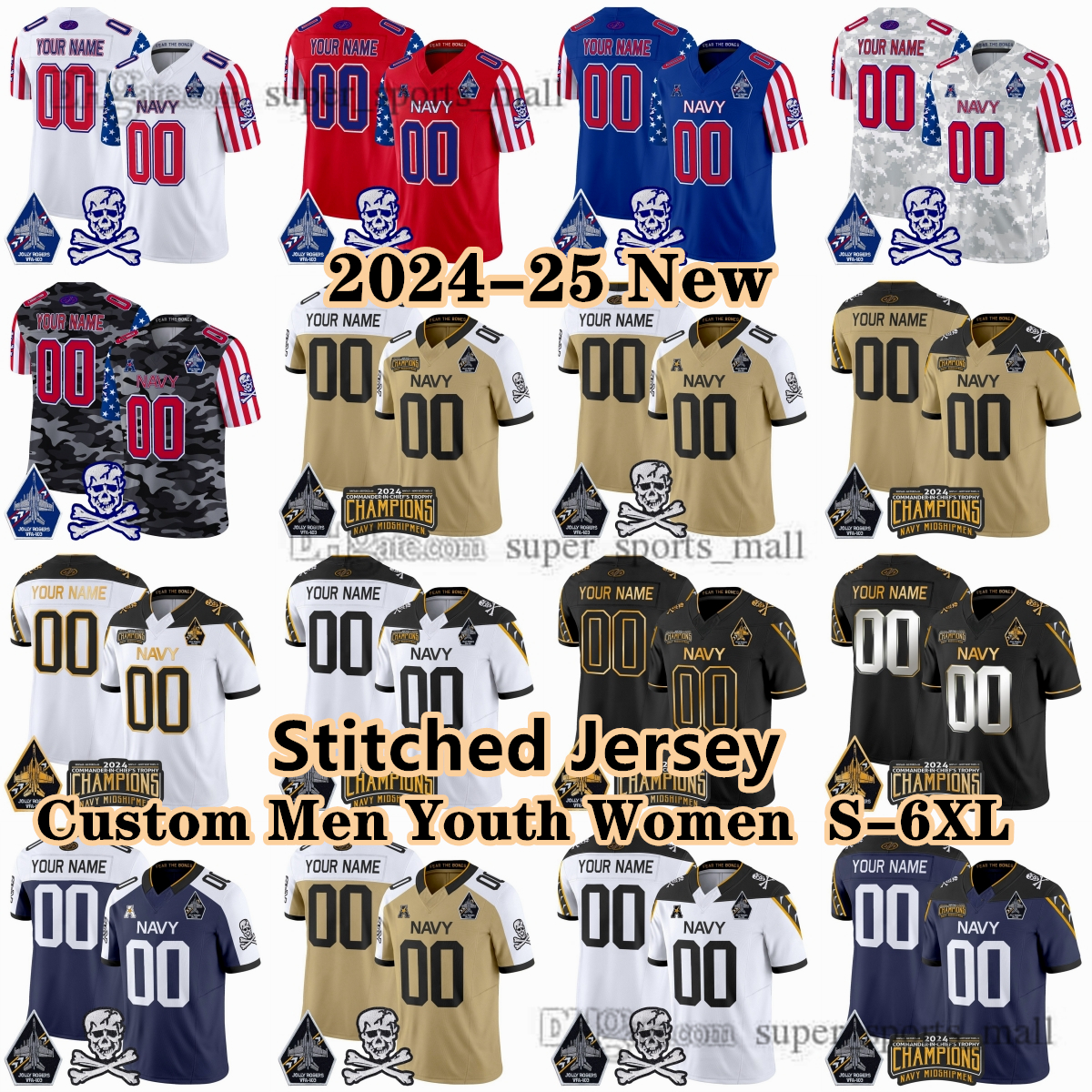 2024 American Style Vapor Limited Navy Midshipmen College Jerseys 11 Blake Horvath 22 Eli Heidenreich 44 Colin Ramos 1 Dashaun Peele Woodson Tecza Hutchison Chatman