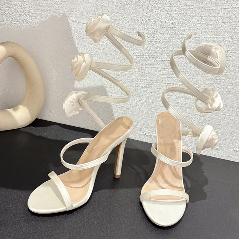 Liyke Summer Fashion wer Twine Around Ankle Strap Sandals Women Designer High Heels Sexy Open Toe Wedding Party Shoes Pink
