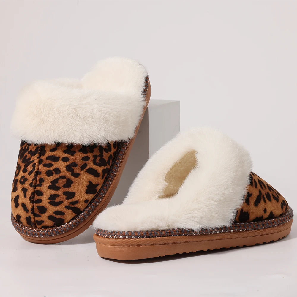 Litfun Women Warm Fuzzy Slippers Fashion Leopard Indoor Fur Plush House Slides Winter Furry Women Slippers Fluffy Cotton Shoes 241218
