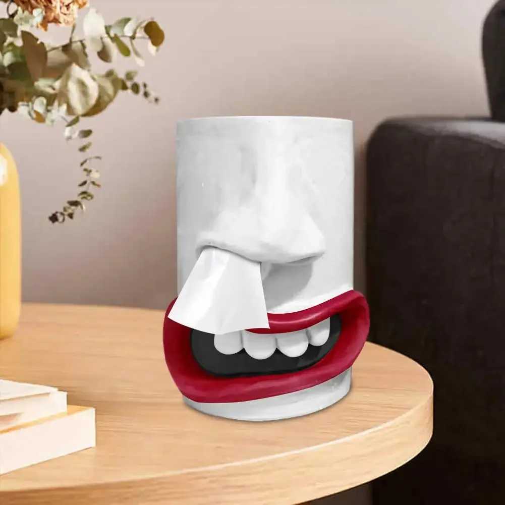 Handmade Funny Face Tissue Holder Bedro Nose Facial Tissue Organizer Funny Nose Drawing Tissue Box Decoration Y241218