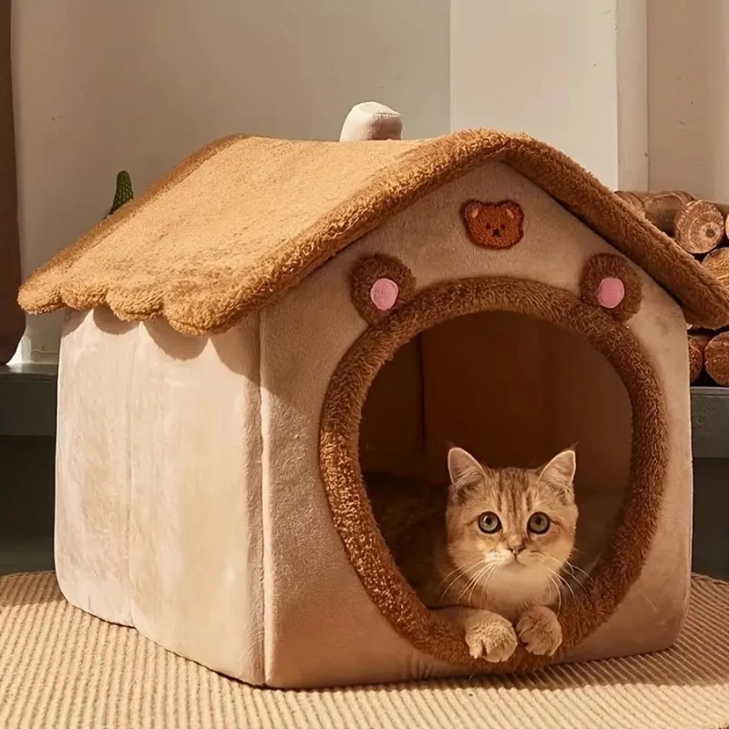 Removable Washable Cat House Foldable Pet House Puppy Cave Sofa Pet Bed House for Extra Small Dogs and Small and Medium Cats