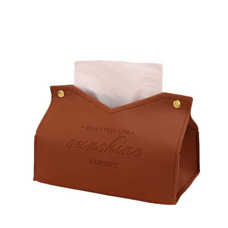 Living Ro Dining Ro Tissue Box Environmentally Friendly Leather Tree-pose Solid Color Creative Napkin Storage Box Y241218