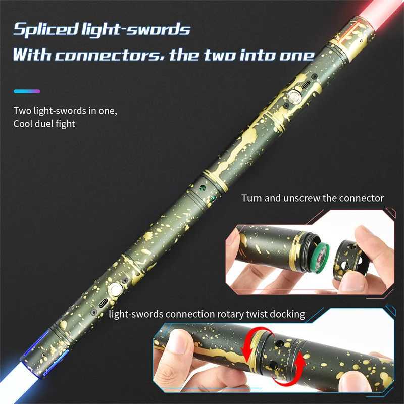 REikirc 2 in 1 Lightsaber 15 Colors 17 Pixel Light Effects Light Saber Metal Laser Sword Rechargeable Toys Party Luminous Swords W241218