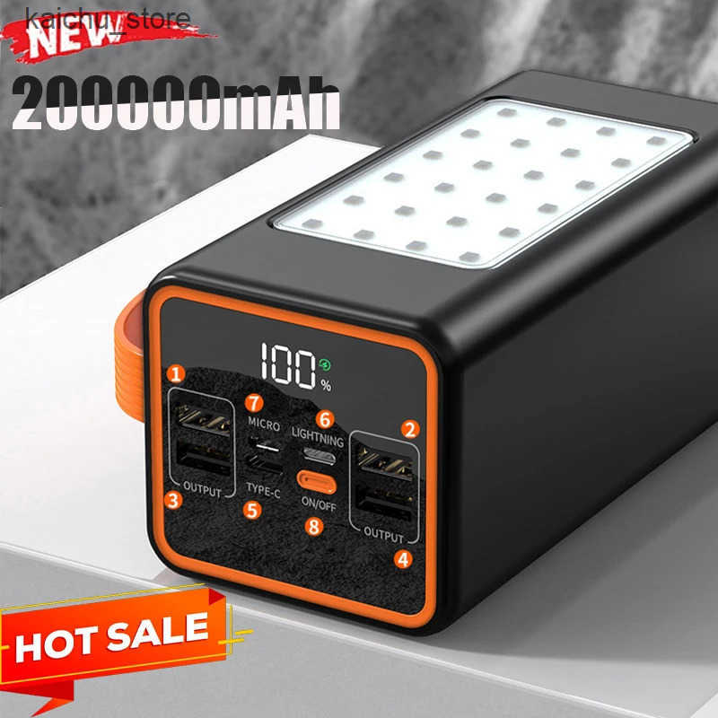 Cell Phone Banks 200000mAh Two-way 120W Portable Charger Power Bank Fast Charging External Tito C for W/LED Light J241218