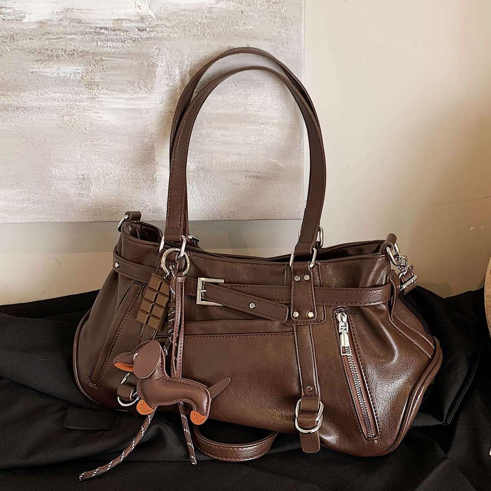 Shoulder Handbag for Women Tote Purses Motorcycle Armpit Bags Niche Design Girl Commuting Large Capacity Bag Textured Crossbody Bag