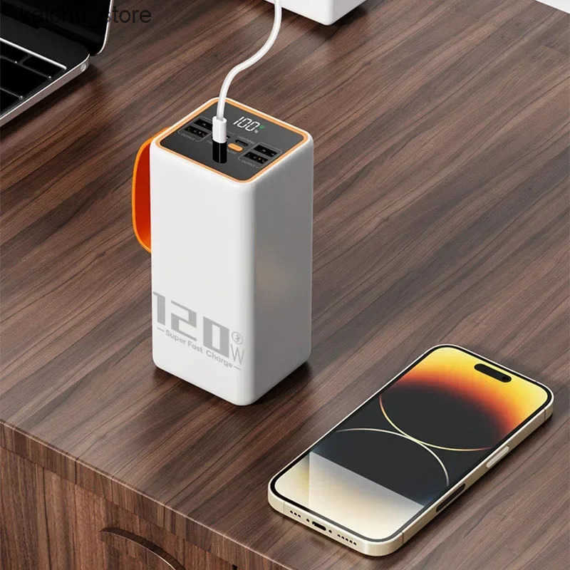Cell Phone Banks 200000mAh Two-way 120W Portable Charger Power Bank Fast Charging External Tito C for W/LED Light J241218