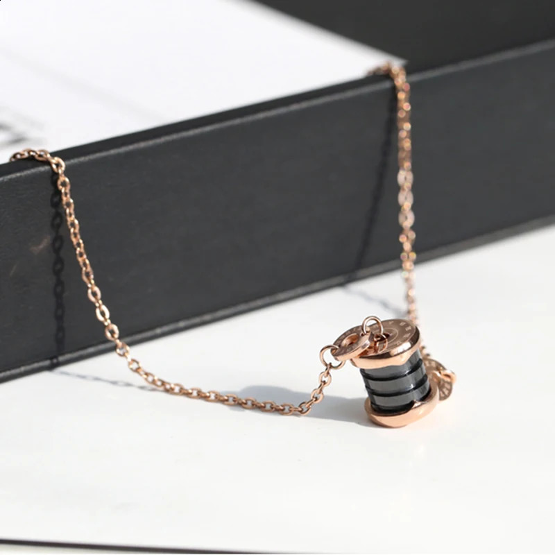 Black Ceramics Anklet for Women Rose Gold Color Roman Numerals Pendant Steel Jewelry Not Fade Lover GiftGA131 241217