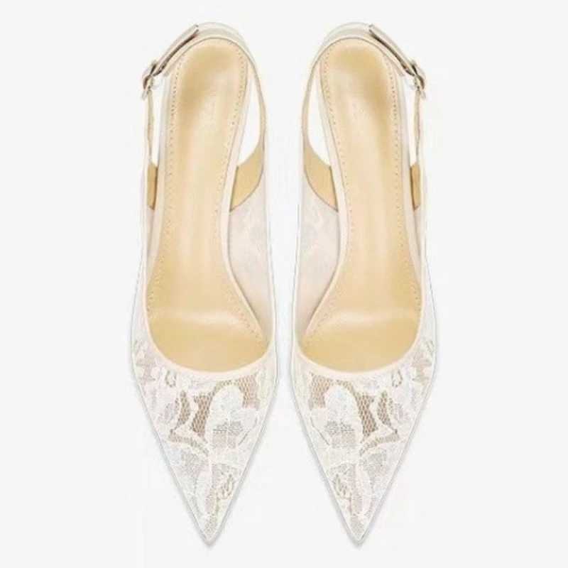 2024 Summer Slip on Elegant Women Pointed Mesh Breathable Fashion Designers High Heel Trend Shoes for WomenC241218