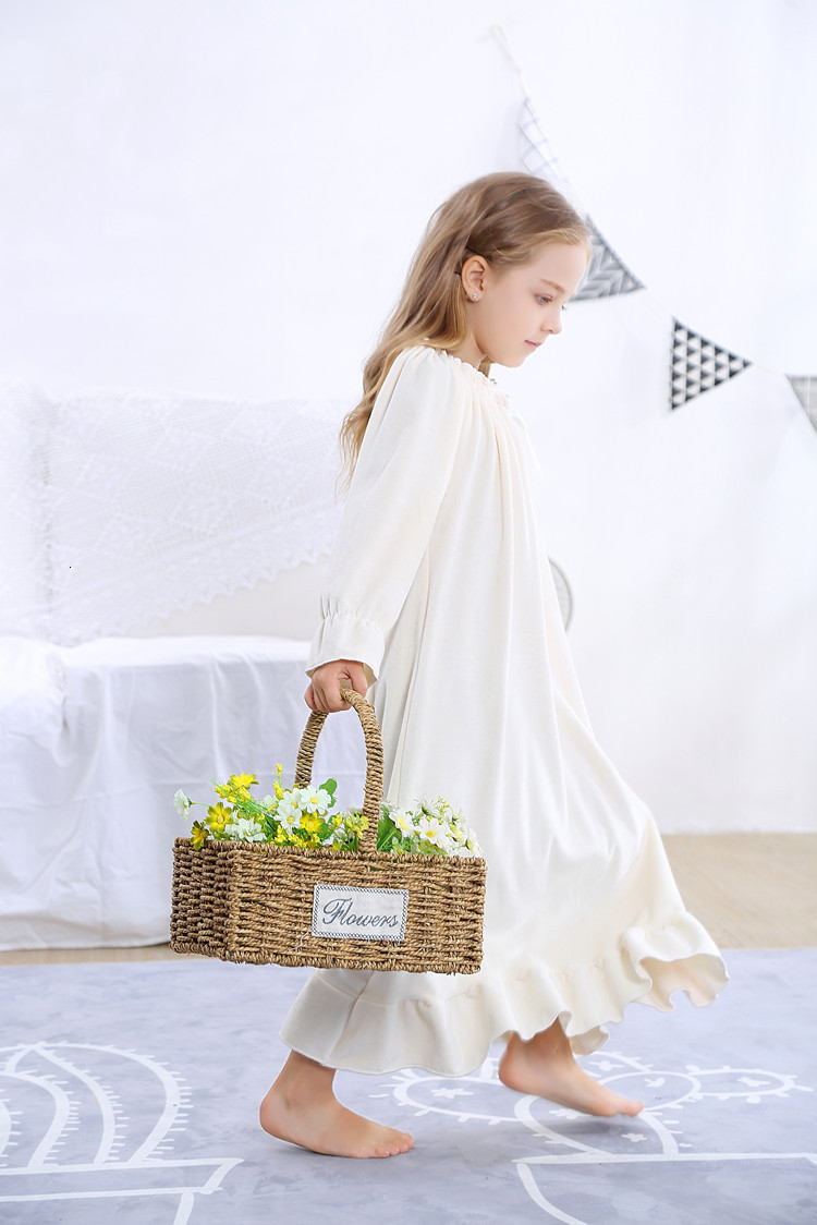 Pajamas Vintage Children Sleepwear Girl Lolita Dress O Neck Princess Pajama Nightdress Cute Cotton Toddler Kid Ruffles Nightgowns 11T 220922
