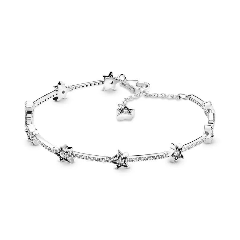 Charm Bracelets Stars Celestial Link Bracelet For Authentic Sterling Sier Hand Chain Wedding Jewelry Women Girlfriend Gift Designer W O