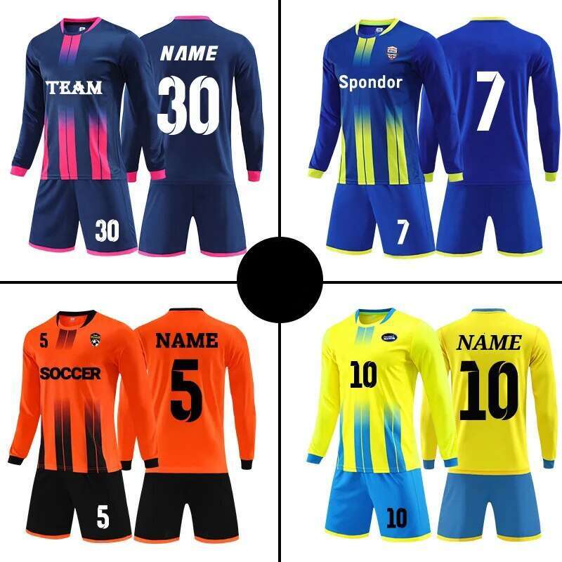 2025 Set for Men Kids Soccer Tracksuit Jersey Kit Quick Drying Breathable Man Children Team Training Football Uniform
