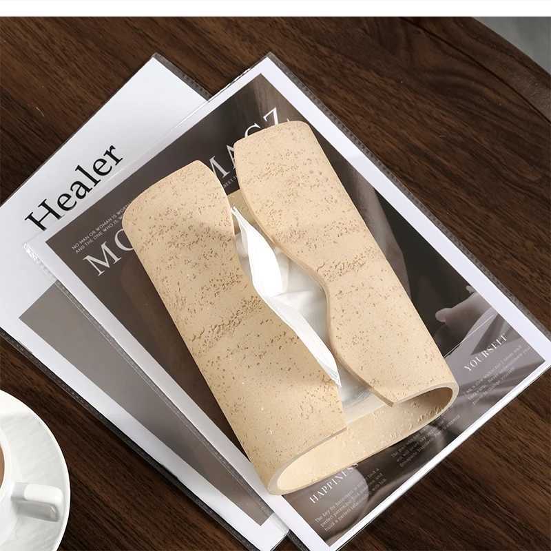 European high-end art stone tissue box home life ro modern simple paper box coffee table decoration Y241218